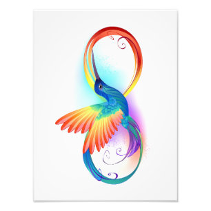 Rainbow Hummingbird with Infinity symbol Photo Print