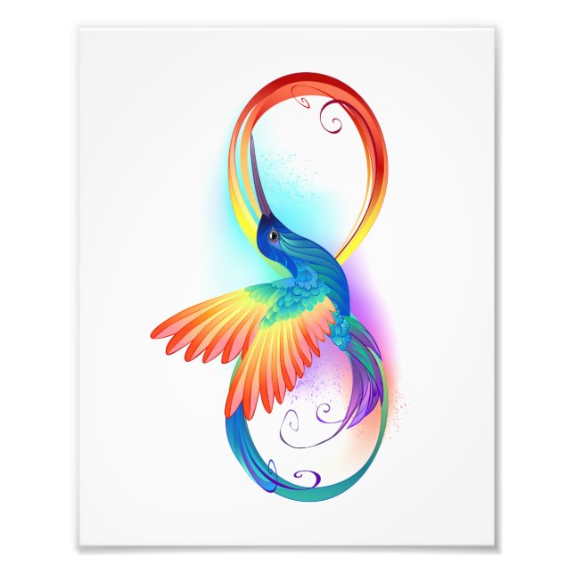 Rainbow Hummingbird with Infinity symbol Photo Print (Front)