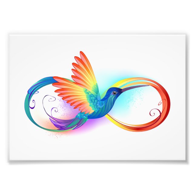 Rainbow Hummingbird with Infinity symbol Photo Print (Front)