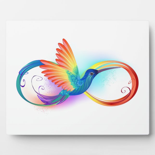 Rainbow Hummingbird with Infinity symbol Plaque (Front)