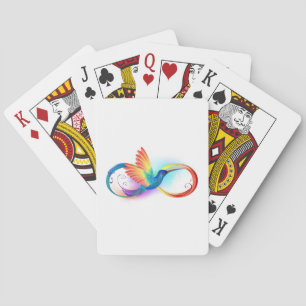 Rainbow Hummingbird with Infinity symbol Playing Cards