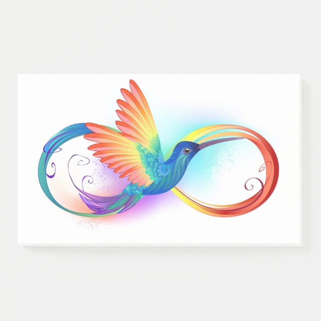 Rainbow Hummingbird with Infinity symbol Post-it Notes (Front)