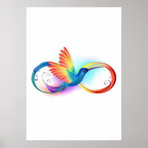 Rainbow Hummingbird with Infinity symbol Poster