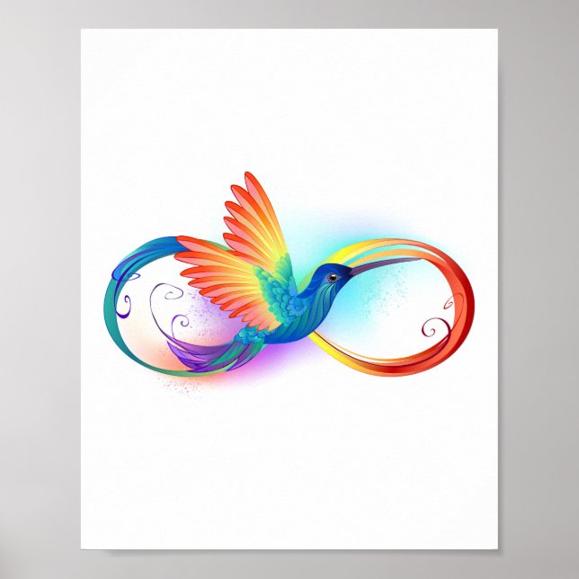 Rainbow Hummingbird with Infinity symbol Poster (Front)