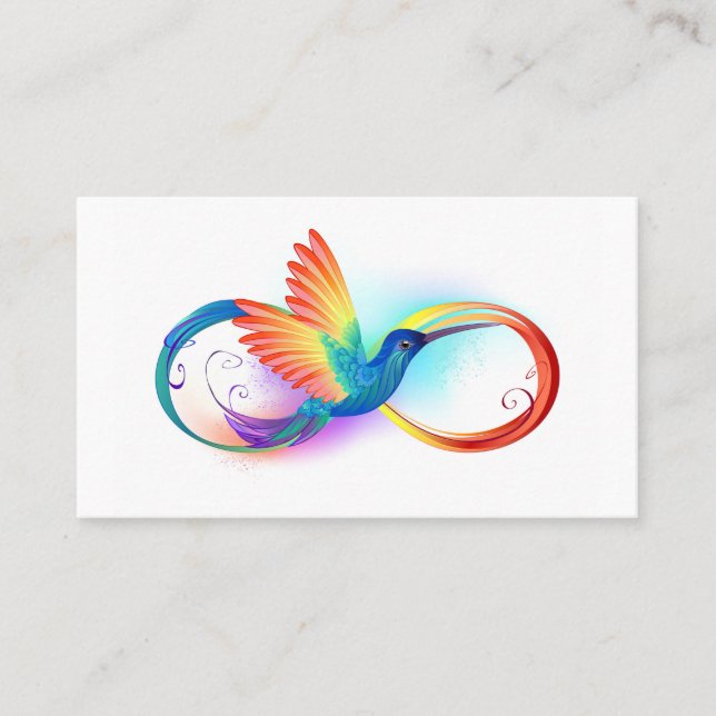 Rainbow Hummingbird with Infinity symbol Referral Card (Front)