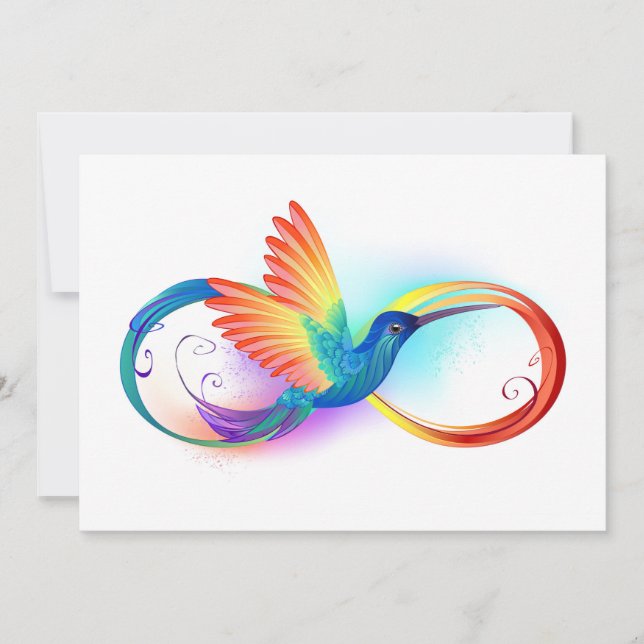 Rainbow Hummingbird with Infinity symbol Save The Date (Front)