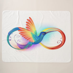 Rainbow Hummingbird with Infinity symbol Sherpa Blanket