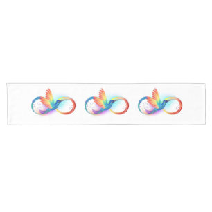 Rainbow Hummingbird with Infinity symbol Short Table Runner