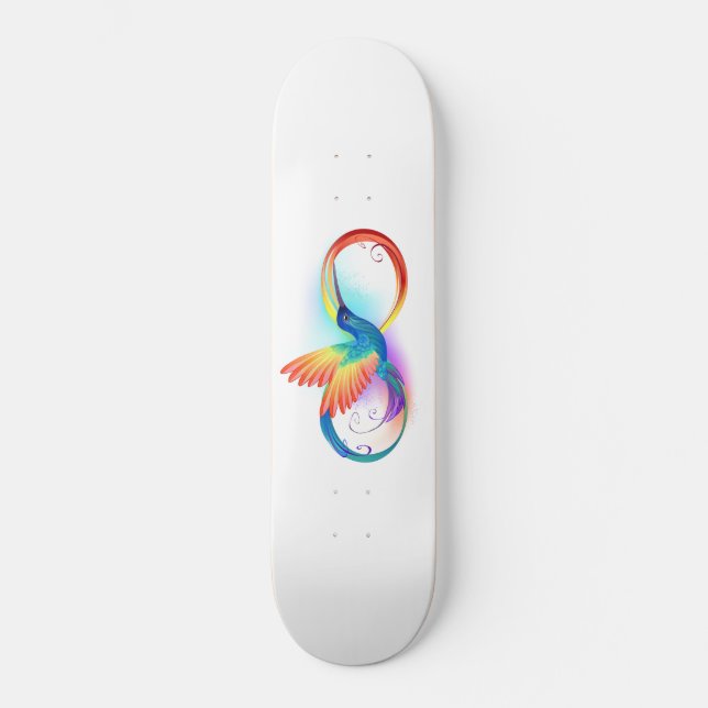 Rainbow Hummingbird with Infinity symbol Skateboard (Front)