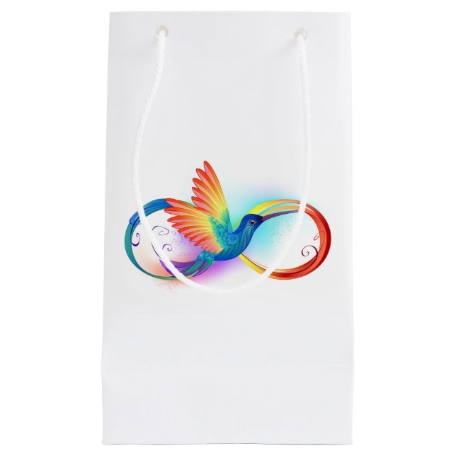 Rainbow Hummingbird with Infinity symbol Small Gift Bag (Front)
