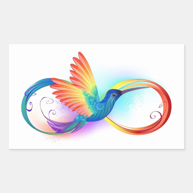 Rainbow Hummingbird with Infinity symbol Sticker (Front)