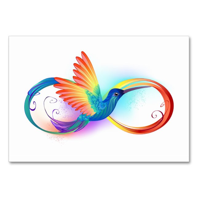 Rainbow Hummingbird with Infinity symbol Table Number (Front)