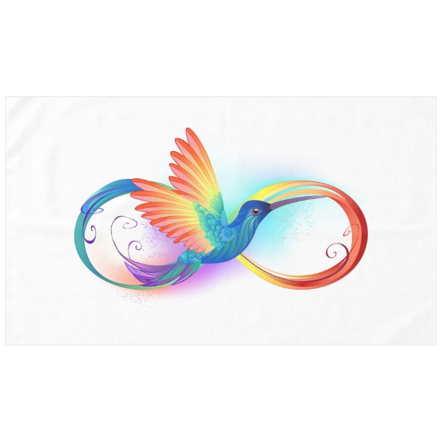 Rainbow Hummingbird with Infinity symbol Tablecloth (Front (Horizontal))