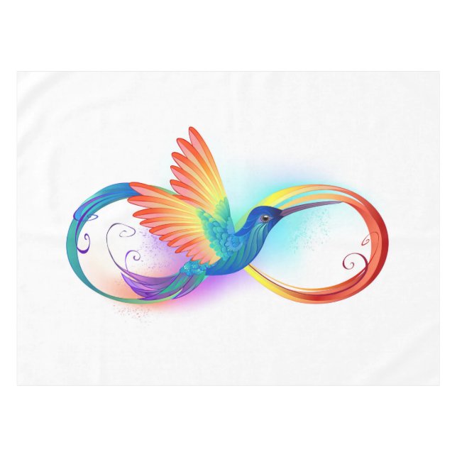 Rainbow Hummingbird with Infinity symbol Tablecloth (Front (Horizontal))