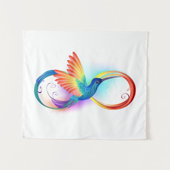 Rainbow Hummingbird with Infinity symbol Tapestry (Front (Horizontal))