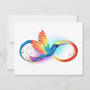 Rainbow Hummingbird with Infinity symbol Thank You Card