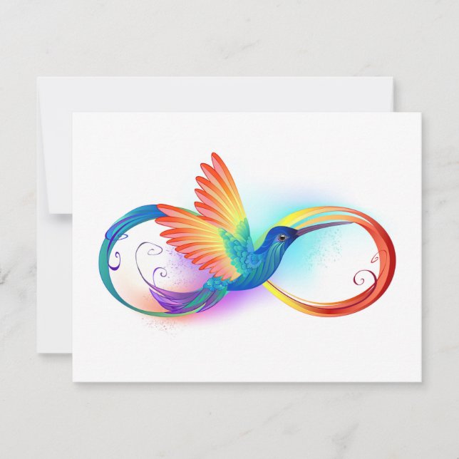 Rainbow Hummingbird with Infinity symbol Thank You Card (Front)