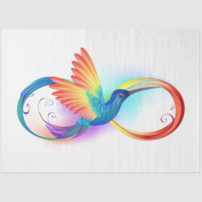 Rainbow Hummingbird with Infinity symbol Tissue Paper (Front)