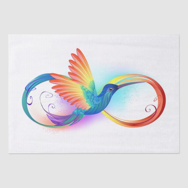 Rainbow Hummingbird with Infinity symbol Tissue Paper (Front)