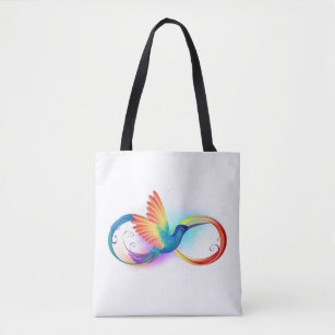 Rainbow Hummingbird with Infinity symbol Tote Bag