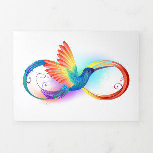 Rainbow Hummingbird with Infinity symbol Tri-Fold Invitation