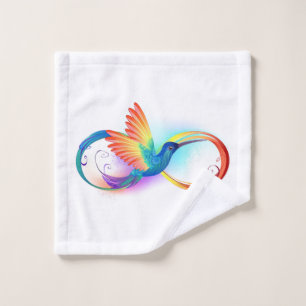 Rainbow Hummingbird with Infinity symbol Wash Cloth