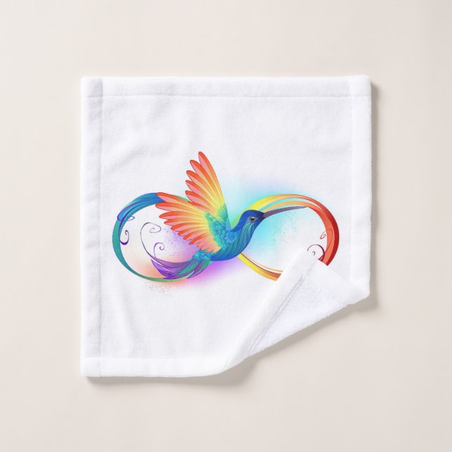 Rainbow Hummingbird with Infinity symbol Wash Cloth (Wash Cloth)