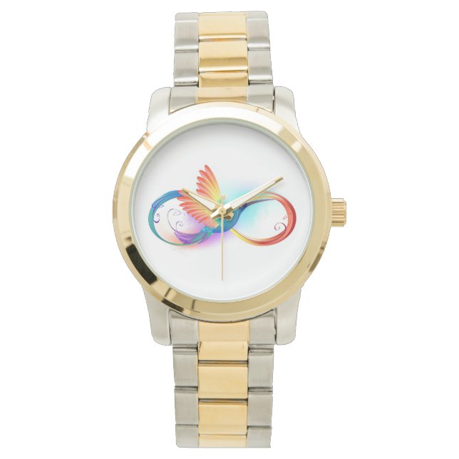 Rainbow Hummingbird with Infinity symbol Watch (Front)