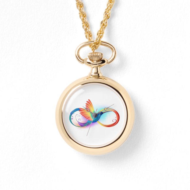 Rainbow Hummingbird with Infinity symbol Watch (Front)