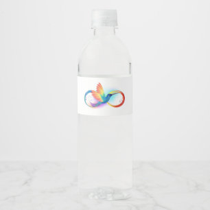 Rainbow Hummingbird with Infinity symbol Water Bottle Label