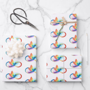 Rainbow Hummingbird with Infinity symbol Wrapping Paper Sheet