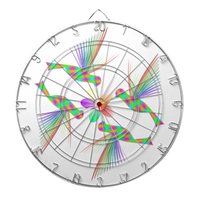 Rainbow Hummingbirds Kissing A Flower Dartboard (Front)