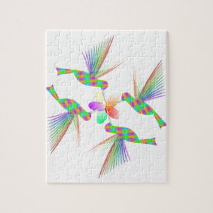 Rainbow Hummingbirds Kissing A Flower Jigsaw Puzzle