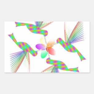 Rainbow Hummingbirds Kissing A Flower Sticker