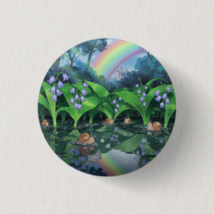 Rainbow hyacinth snail cartoon 1 inch round button