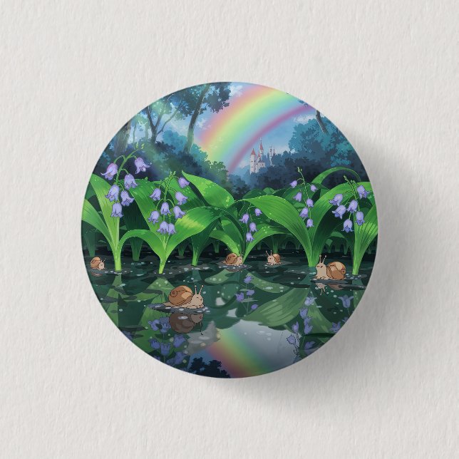 Rainbow hyacinth snail cartoon 1 inch round button (Front)