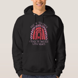 Rainbow I Teach Sweetest Hearts Pre K Teacher Vale Hoodie