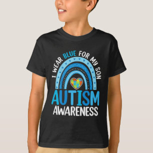 Rainbow I Wear Blue For My Son Autism Awareness T-Shirt