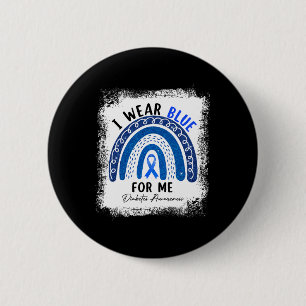 Rainbow I Wear Blue Ribbon For Me T1d Diabetes Awa 2 Inch Round Button