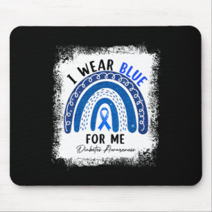 Rainbow I Wear Blue Ribbon For Me T1D Diabetes Awa Mouse Pad