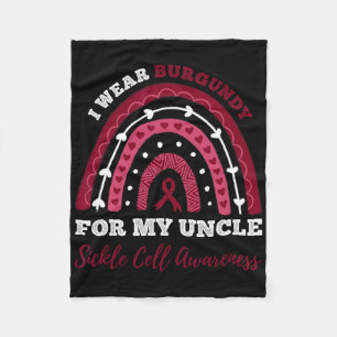 Rainbow I Wear Burgundy For My Uncle Sickle Cell A Fleece Blanket