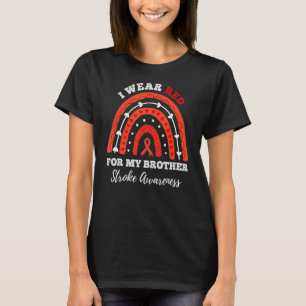 Rainbow I Wear Red For My Brother Stroke Awareness T-Shirt