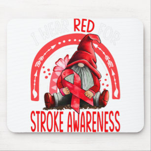 Rainbow I Wear Red Stroke Awareness Gnomes Mouse Pad