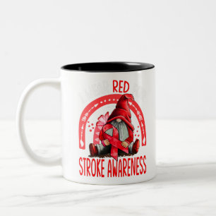 Rainbow I Wear Red Stroke Awareness Gnomes Two-Tone Coffee Mug