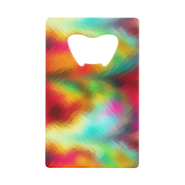 Rainbow Ice Abstract Wallet Bottle Opener (Front)