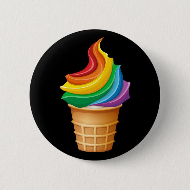 Rainbow Ice Cream 2 Inch Round Button (Front)