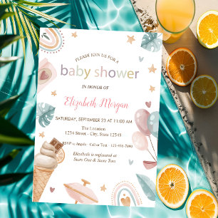 Rainbow Ice cream Balloons Dots Baby Shower Invitation