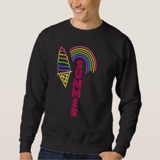 Rainbow Ice Cream Cone - Summer Vacation Ice Cream Sweatshirt