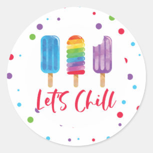 Rainbow ice pop Let's Chill Summer Birthday Classic Round Sticker