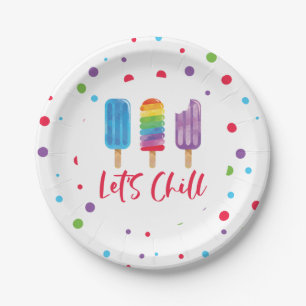Rainbow Ice Pop Let's Chill Summer Birthday Paper Plate